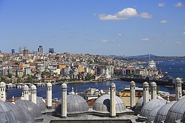 View of Beyoglu District, Golden Horn from Suleymaniye Mosque, UNESCO World Heritage Site, Istanbul, Turkey, Europe