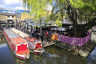 Camden Lock Market, Narrow Boats, Camden, London, England, United Kingdom, Europe