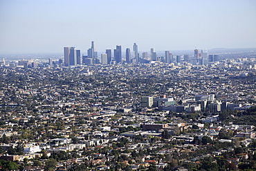 View of Downtown skyline from Hollywood Hills, Los Angeles, California, United States of America, North America