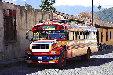 Public bus, Antigua, Guatemala, Central America