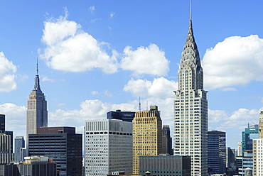 Manhattan skyscrapers including the Empire State Building and Chrysler Building, Manhattan, New York City, New York, United States of America, North America