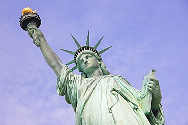 Close-up, low angle view of the Statue of Liberty, Liberty Island, New York City, United States of America, North America