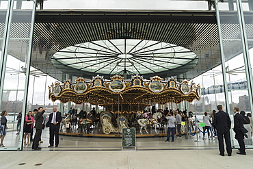 Jane's Carousel, a restored 1920s fairground carousel now located in Brooklyn Bridge Park, Brooklyn, New York, United States of America, North America