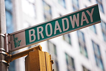 Broadway street sign, Manhattan, New York City, New York, United States of America, North America