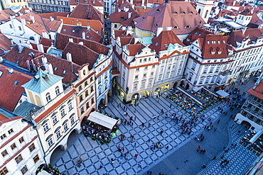 Looking down on Old Town Square, UNESCO World Heritage Site, Prague, Czech Republic, Europe