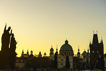 Charles Bridge and Old Town spires, UNESCO World Heritage Site, Prague, Czech Republic, Europe