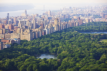 High angle view of Central Park and the Upper West Side, Manhattan, New York City, United States of America, North America