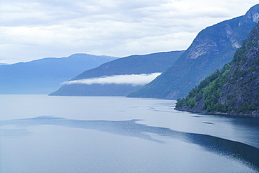 Aurlandsfjord, a branch of Sognefjord near the small town of Flam, Norway, Scandinavia, Europe