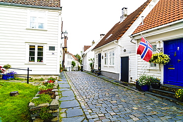 Old Stavanger (Gamle Stavanger) comprising about 250 buildings dating from early 18th century, mostly small white cottages, Stavanger, Rotaland, Norway, Scandinavia, Europe