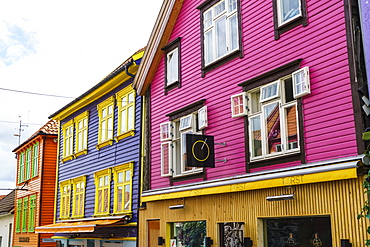 Ovre Holmegate, a colourful street of shops and cafes in the centre of Stavanger, Norway, Scandinavia, Europe