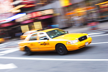 Taxi cabs in Times Square, Midtown, Manhattan, New York City, New York, United States of America, North America