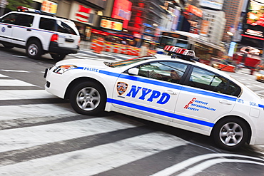 Police car in Times Square, Midtown, Manhattan, New York City, New York, United States of America, North America