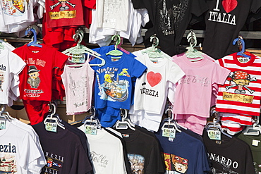 Souvenir tee shirts, St. Mark's Square, Venice, Veneto, Italy, Europe