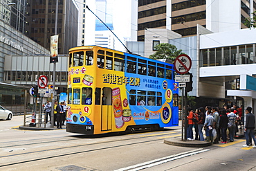 Tram in Central, Hong Kong Island, Hong Kong, China, Asia