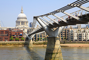 Millennium Bridge and St. Paul's Cathedral, London, England, United Kingdom, Europe