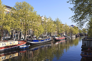 Houseboats on Singel Canal, Amsterdam, Netherlands, Europe