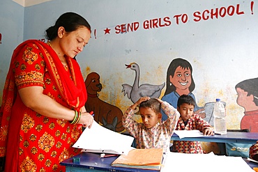 Primary school, Kathmandu, Nepal, Asia