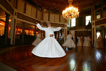 Whirling dervishes at Uskudar's convent, Istanbul, Turkey, Europe