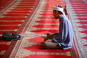 Indonesian visitor at Sultan Hassan mosque, Cairo, Egypt, North Africa, Africa