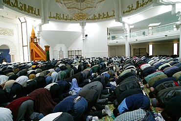 Prayers at the Lyon Great Mosque, Lyon, Rhone, France, Europe