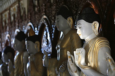 Buddhas, Dharmikarama temple, Penang, Malaysia, Southeast Asia, Asia