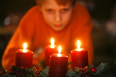 Advent candles, Haute Savoie, France, Europe