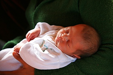 Sleeping baby, France, Europe