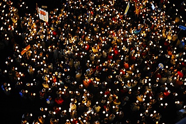 Night vigil, Pope Benedict XVI's visit to Lourdes, Hautes Pyrenees, France, Europe