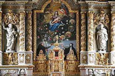 Retable in Notre-Dame de Croas-Batz church, Roscoff, Finistere, Brittany, France, Europe