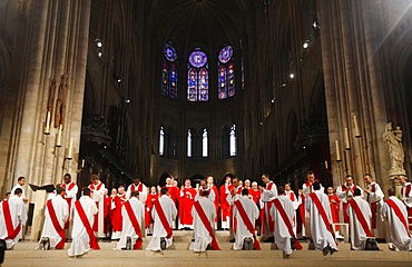 Priest ordinations in Notre Dame cathedral, Paris, France, Europe