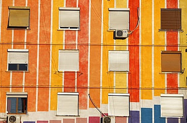 Painted buildings in Tirana, Albania, Europe