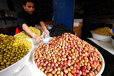 Olive seller, Essaouira, Morocco, North Africa, Africa