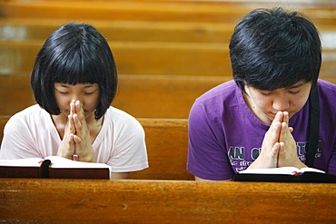 Prayer in a Presbyterian church, Seoul, South Korea, Asia