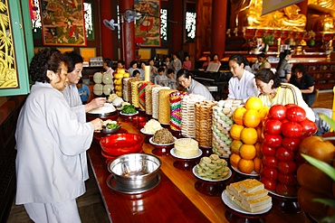 Buddhist offerings at a ceremony for the dead, Seoul, South Korea, Asia