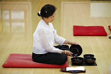 Buddhist meal with traditional bowls, Seoul, South Korea, Asia