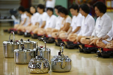 Buddhist meal with traditional bowls, Seoul, South Korea, Asia