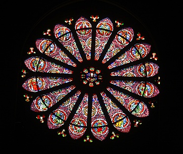 Rose window, St. Remy basilica, UNESCO World Heritage Site, Reims, Marne, France, Europe