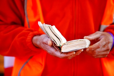 Young pilgrim reading the Bible, World Youth Day, Sydney, New South Wales, Australia, Pacific