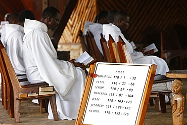 Mass in Dzogbegan Benedictine Abbey, Danyi Dzogbegan, Togo, West Africa, Africa