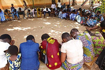 Group prayer in an Evangelical church, Kpalime, Togo, West Africa, Africa