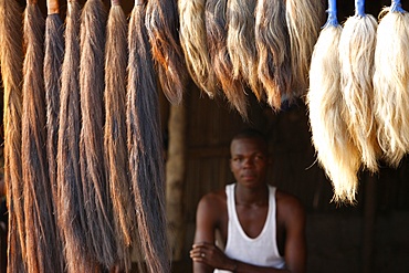 Horses' tails, Akodessewa fetish market, Lome, Togo, West Africa, Africa