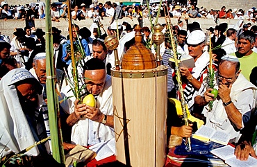 The Priestly Blessing ceremony by the Western Wall at Succot, Old City, Jerudalem, Israel, Middle East