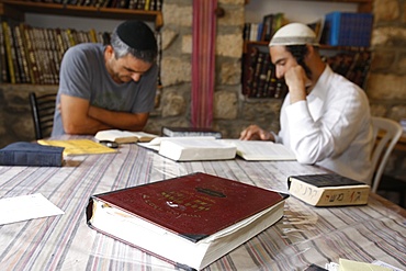 Jews studying Kabbala in a Yeshiva, Safed, Galilee, Israel, Middle East