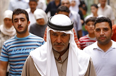 Palestinian Muslims leaving Al-Aqsa mosque after Frriday prayers, Old City, Jerusalem, Israel, Middle East