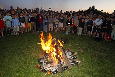 Night vigil, traditionalist Catholic pilgrimage, La Ferte Choisel, Yvelines, France, Europe