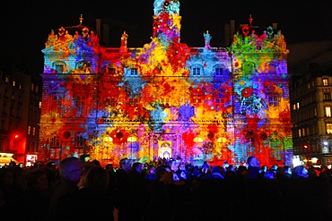 Light festival, Place des Terreaux, Lyon, Rhone, France, Europe