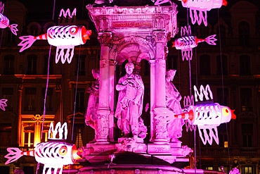 Light festival, Place des Jacobins, Lyon, Rhone, France, Europe