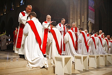 Priest ordinations at Notre Dame de Paris Cathedral, Paris, France, Europe