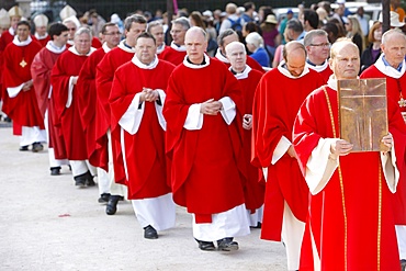 Procession outside Notre Dame de Paris, Paris, France, Europe