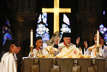 Eastern (Oriental) church yearly Mass in Notre Dame Cathedral, Paris, France, Europe